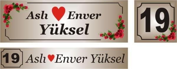 yüksel34 Bronz Renk Kapı İsimliği Kapı Numarası Posta Kutusu İsimliği 3 Lü Set Aliminyum Levha - Image 1