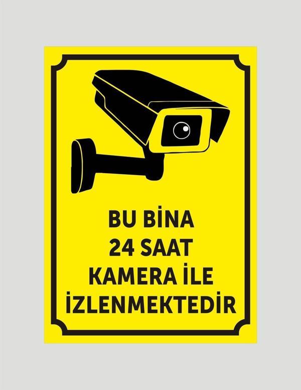 yüksel34 Bu Bina 24 Saat Kamera Ile Izlenmektedir Uyarı Ikaz Levhası Aliminyum Levha - Image 1