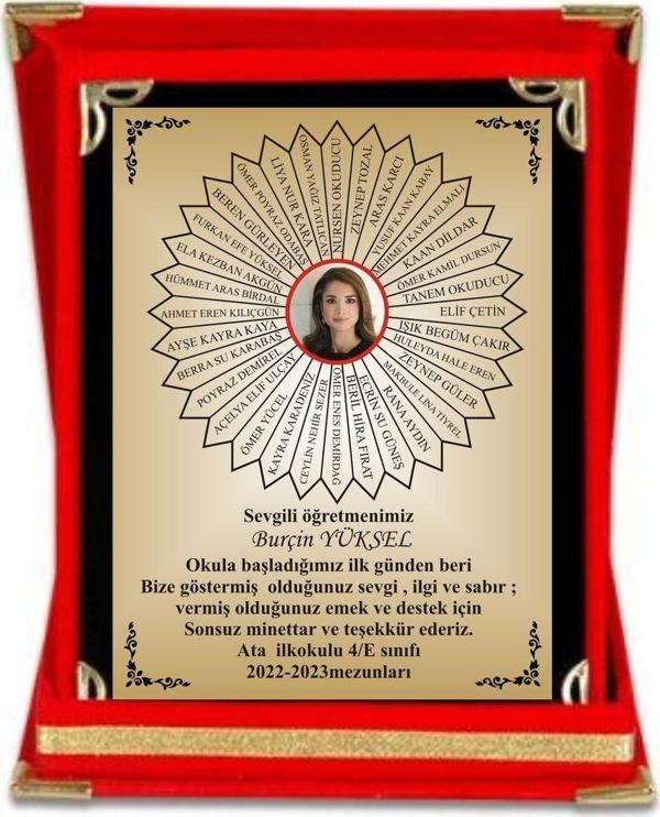 yüksel34 Öğretmen Plaketi ,Öğretmene Resimli Yıldız Plaket ,Kadife Kutulu Plaket 15*20Cm Ölçüsünde - Image 1