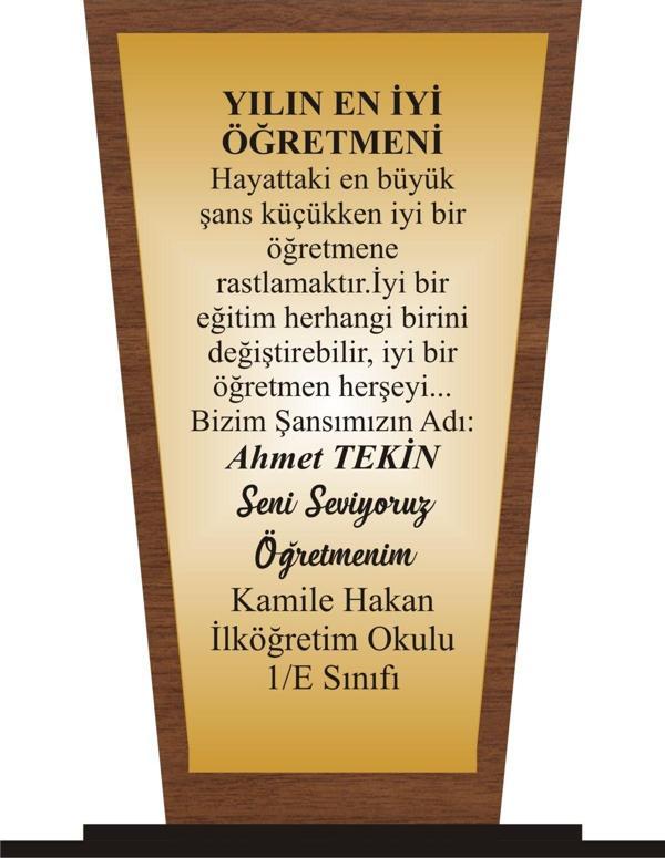 yüksel34 Öğretmen Plaketi Ahşap Mdf Gold Levhaya Baskılı  ,Kişiye Özel İsim Baskısı Yapılabilir - Image 1