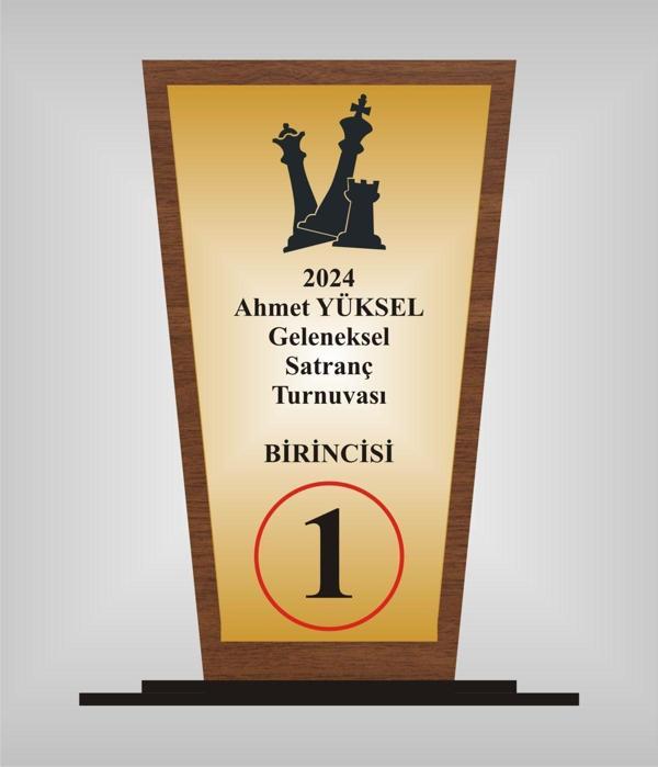 yüksel34 Satranç Turnuvası  Plaketi , Ahşap Mdf Gold Levhaya Baskılı  ,Kişiye Özel İsim Baskısı Yapılabilir - Image 1