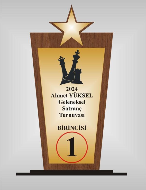 yüksel34 Satranç Turnuvası  Plaketi , Ahşap Mdf Gold Levhaya Baskılı  ,Kişiye Özel İsim Baskısı Yapılabilir - Image 1
