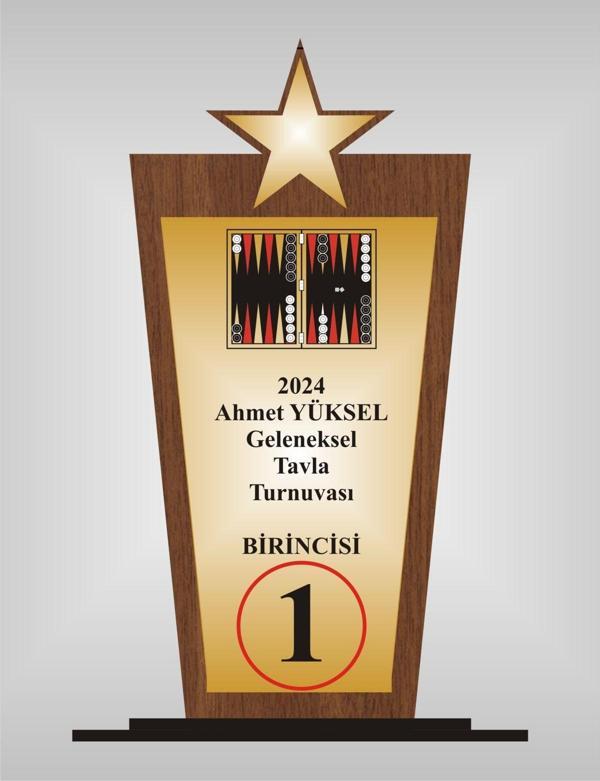 yüksel34 Tavla Turnuvası Plaketi , Ahşap Mdf Gold Levhaya Baskılı  ,Kişiye Özel İsim Baskısı Yapılabilir - Image 1