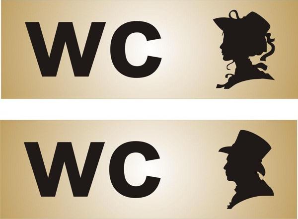 yüksel34 Wc Tuvalet Tabelası Bay+Bayan 15 X 5 Cm Alüminyum Gold Levha - Image 1