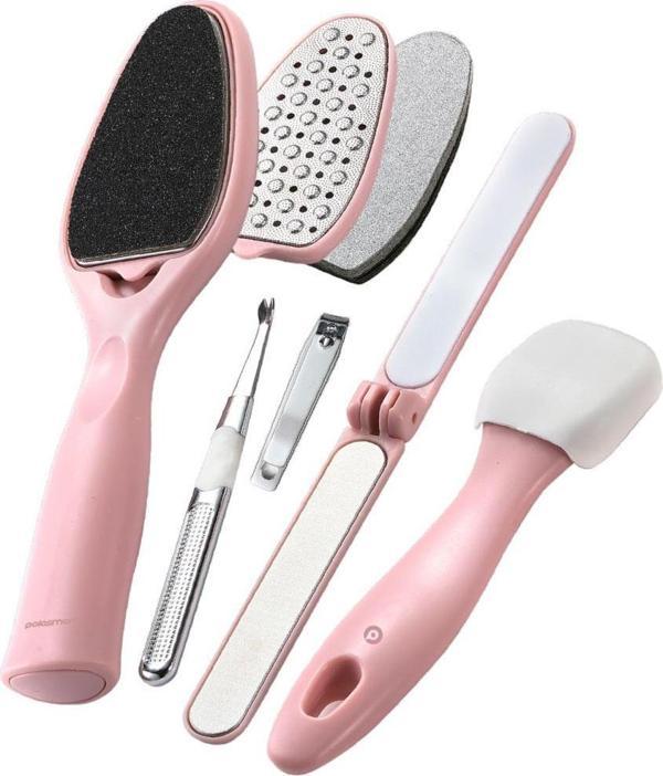 Polosmart PSC52 Topuk Tırnak Törpülü Tırnak Makaslı Pedikürlü Ayak Bakım Seti Pembe - Image 1