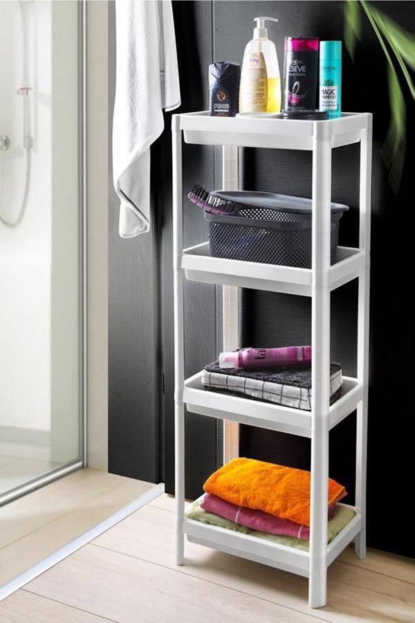 Mim Life Beyaz Banyo Rafı, Organizer Raf, Çok Kullanışlı Raf Ünitesi - Image 1