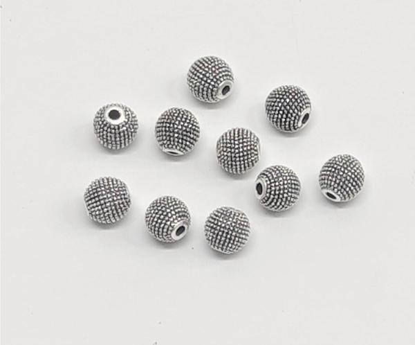 Tesbih Sakarya 8 mm - Küre Kesim - Boş Nokta Desenli Yuvarlak Metal Boncuk - Image 1