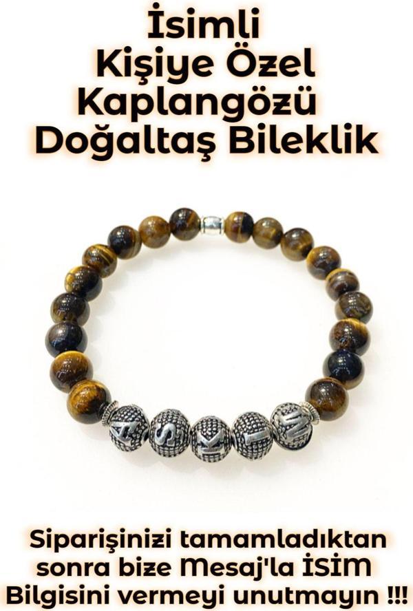 - İsimli - Kişiye Özel - Kaplan Gözü Doğaltaş Unisex Bileklik - Image 1