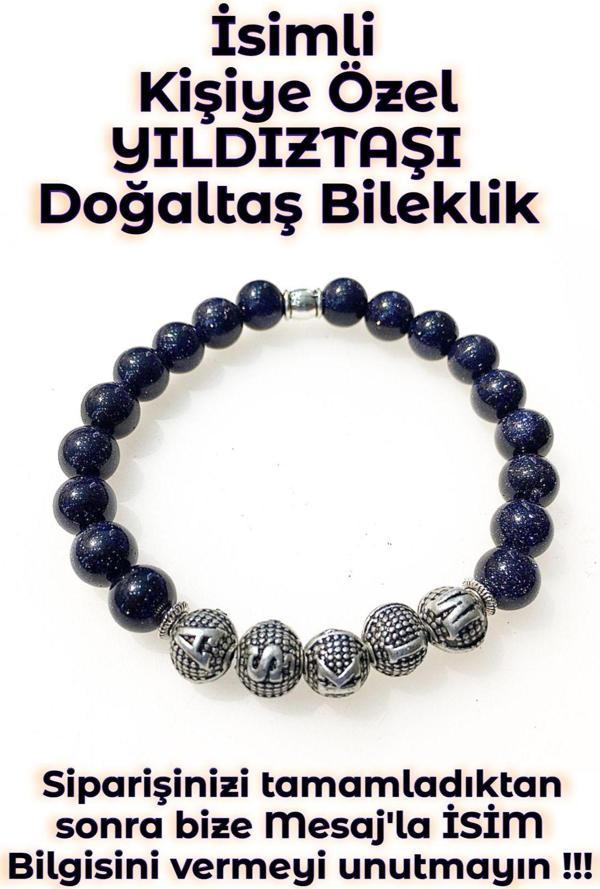 - İsimli - Kişiye Özel - Yıldıztaşı Doğaltaş Unisex Bileklik - Image 1