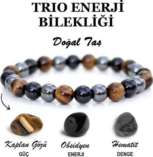 Alnis Atelier Kaplangözü,Obsidyen,Hematit Doğaltaş Erkekbileklik - Image 1