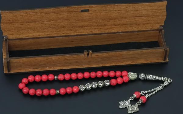 İsimli - İsme Özel - Kişiye Özel Mercan Doğaltaş Tesbih - Tespih - Image 1