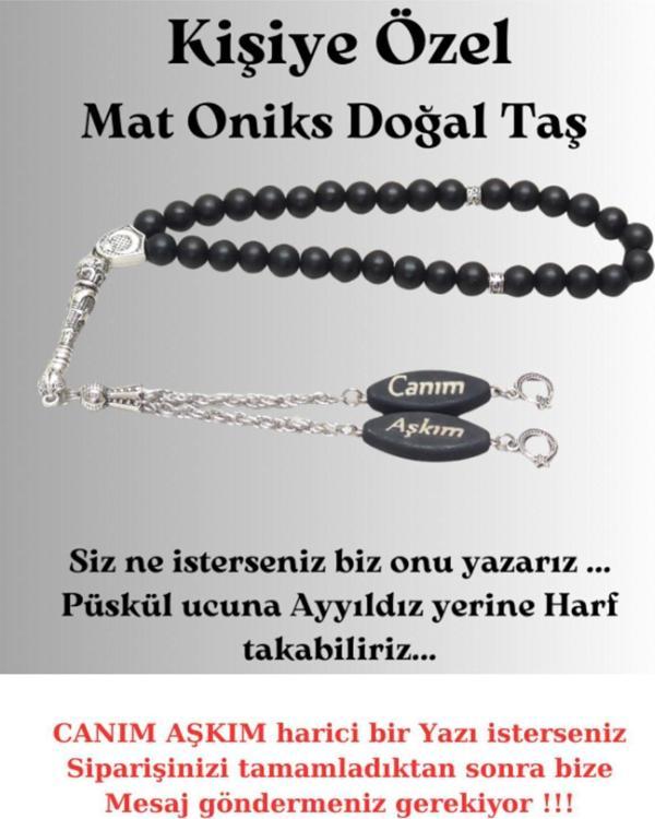 Sevgililer Günü - Kişiye Özel - Canım Aşkım - Yazılı Mat Oniks Doğal Taş Tesbih - Image 1