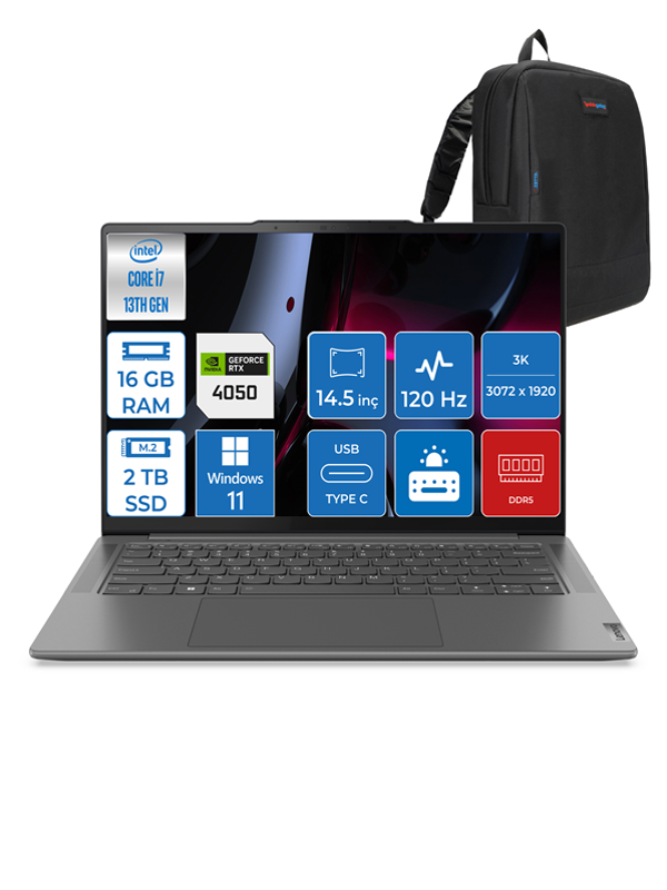 Lenovo Yoga Pro 7 14IRH8  CoreI7-13700H 16GB LpDDR5 2TB SSD 6GB RTX4050 14.5" IPS 3k ® Windows11Pro 882Y7004LTXWP03 - Image 1