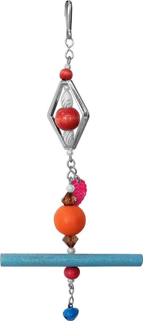 Askılı Çokgen Boncuklu Ve Tünekli Kuş Oyuncağı 10-20 cm - Image 1