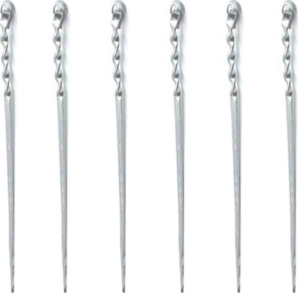 Çevre Paslanmaz Metal Burgulu Şiş 6 Adet - (1 Adet Şiş: 50 Cm) - Image 1