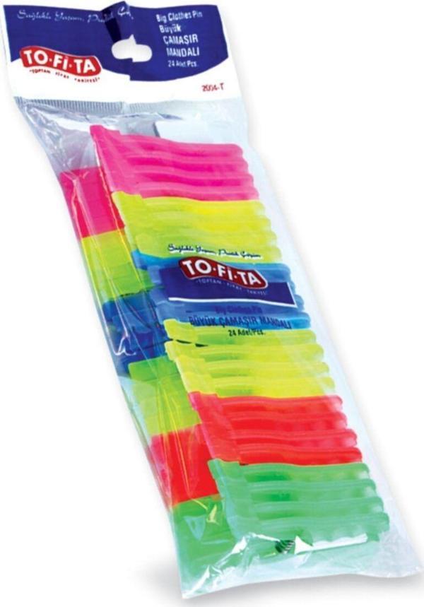 Tofita Çamaşır Mandalı Renkli 24'lü Büyük - Image 1