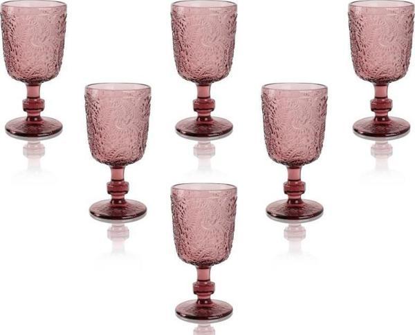 Lucky Art Celia 6 lı Pembe Cam Kadeh Seti - Image 1