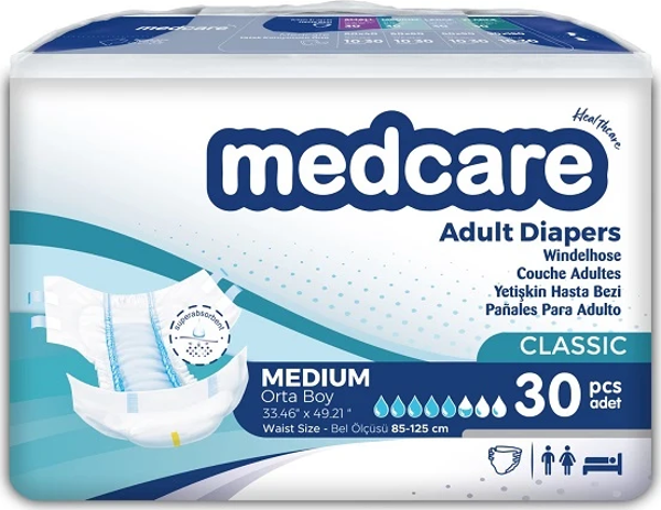 Medcare Belbantlı Classic Hasta Bezi 30 Adet Medium - Image 1