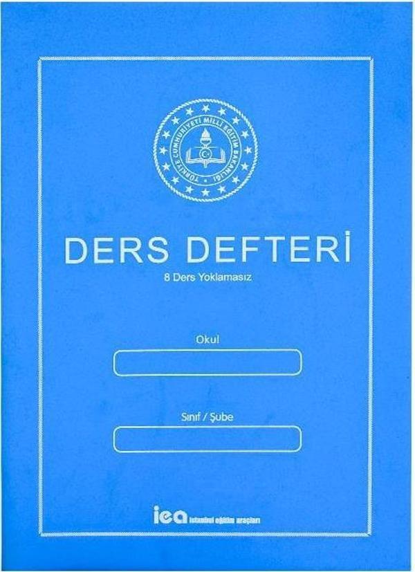 8 Ders Yoklamasız Ders Defteri Mavi Plastik Kapaklı - Image 1