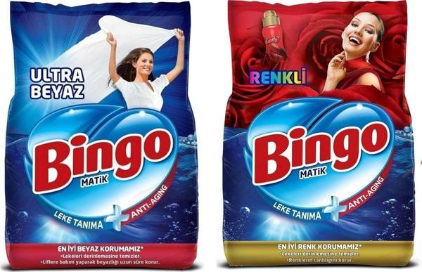 Bingo Matik Ultra Beyaz 4 kg + Renkli 4 kg Toz Çamaşır Deterjanı 2 li Set - Image 1