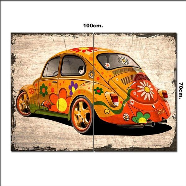 Bedeko Ahşap Tablo Çiçekli Vosvos Şekilli 70*100Cm - Image 1