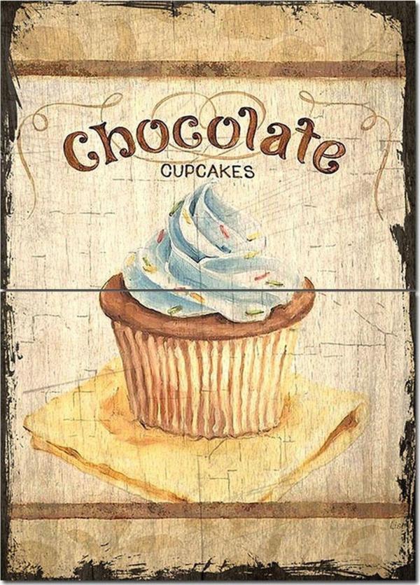 Bedeko Ahşap Tablo Çikolatalı Cupcakes Model Ahşap Tablo - Image 1