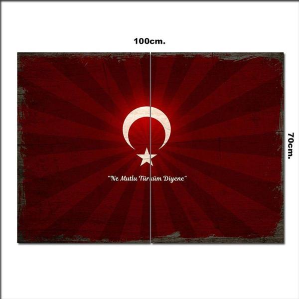 Bedeko Ahşap Tablo Bayrak Atatürk Sözü Tarz 70*100Cm - Image 1
