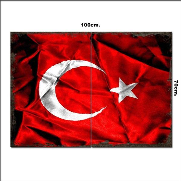 Bedeko Ahşap Tablo Bayrak Desenli 70*100Cm - Image 1