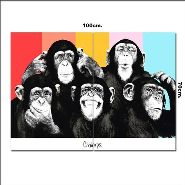 Bedeko Ahşap Tablo 5 Maymun 70*100Cm - Image 1