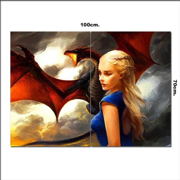 Bedeko Ahşap Tablo Daenerys Targaryen Ve Ejderha 70*100Cm - Image 1