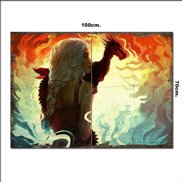 Bedeko Ahşap Tablo Daenerys Targaryen Ve Ejderha 70*100Cm - Image 1