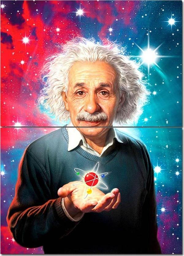 Bedeko Ahşap Tablo Dahi Albert Einstein Atomun Simgesi Görseli Model Ahşap Tablo - Image 1
