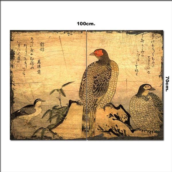 Bedeko Ahşap Tablo Daldaki Keklikler Baskılı 70*100Cm - Image 1