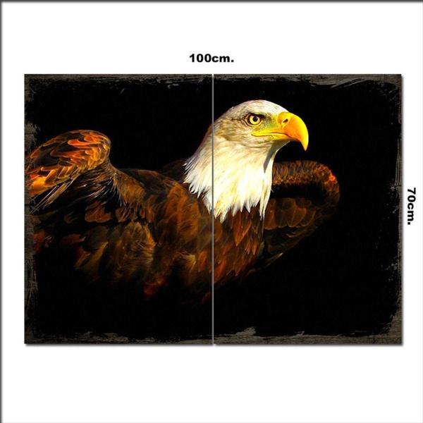 Bedeko Ahşap Tablo Beyaz Başlı Kartal Baskılı 70*100Cm - Image 1