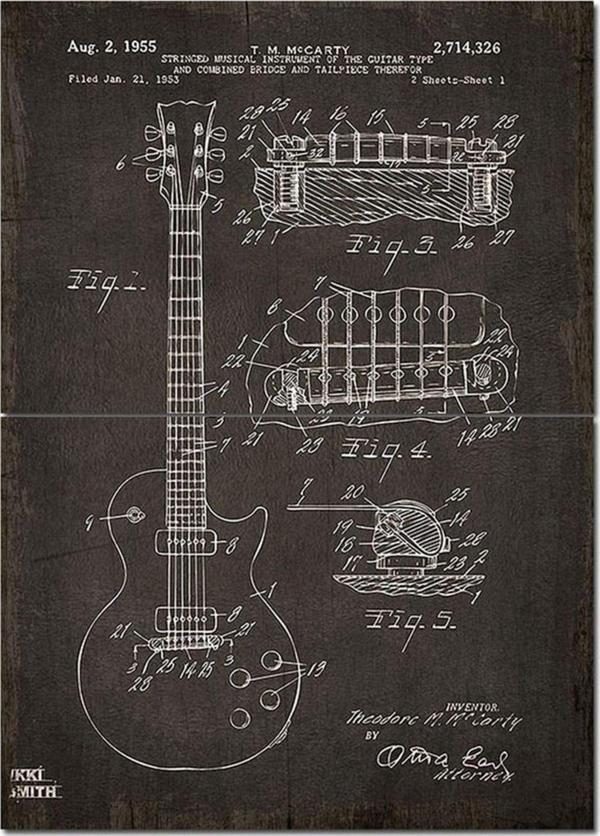Bedeko Ahşap Tablo Agşap Tablo Eski Gitarın Grafik Tasarımı Görseli Tasarım Mdf Tablo - Image 1