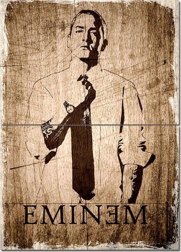 Bedeko Ahşap Tablo Ahşap Zeminde Eminem Hediyelik Mdf Tablo - Image 1