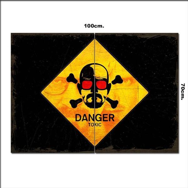 Bedeko Ahşap Tablo Danger Toxic Şekilli 70*100Cm - Image 1
