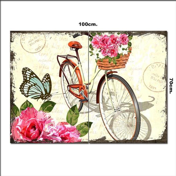 Bedeko Ahşap Tablo Bisiklet Ve Kelebek 70*100Cm - Image 1