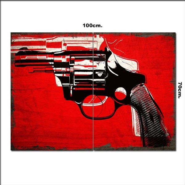 Bedeko Ahşap Tablo Altı Patlar Silah 70*100Cm - Image 1