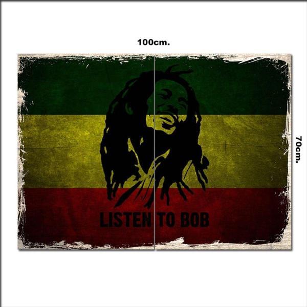 Bedeko Ahşap Tablo Bob Marley Listen To Bob Afiş 70*100Cm - Image 1