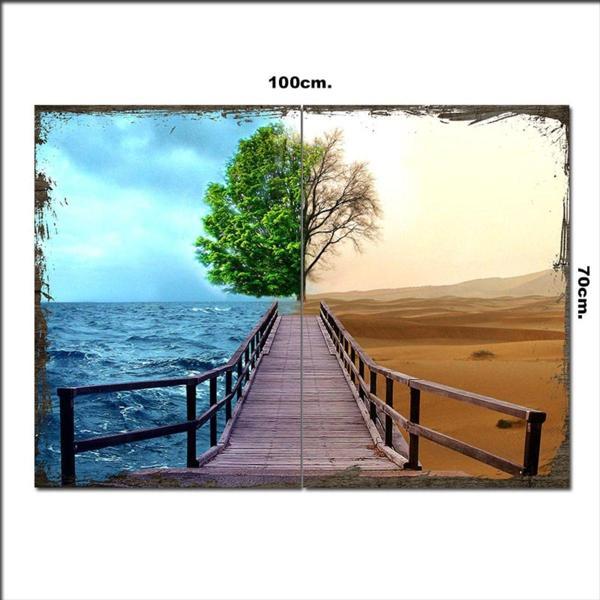 Bedeko Ahşap Tablo Deniz Ve Çöl 70*100Cm - Image 1