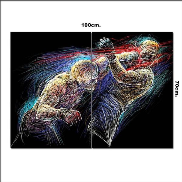 Bedeko Ahşap Tablo Boks Karşılaşması Çizgi 70*100Cm - Image 1
