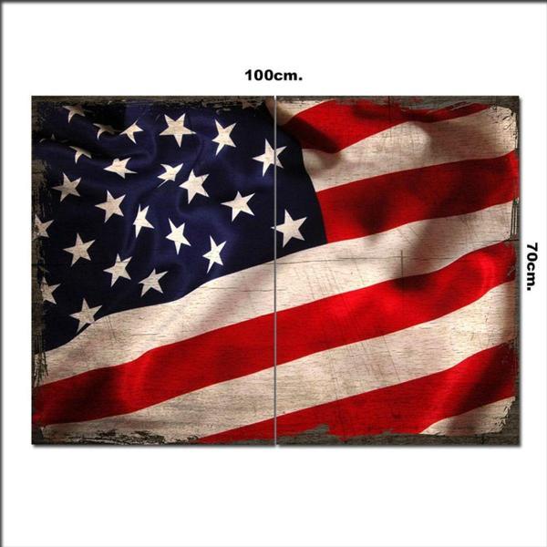 Bedeko Ahşap Tablo Amerikan Bayrağı Tarz 70*100Cm - Image 1