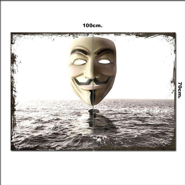 Bedeko Ahşap Tablo Denizde Anonymous Maske Desenli 70*100Cm - Image 1
