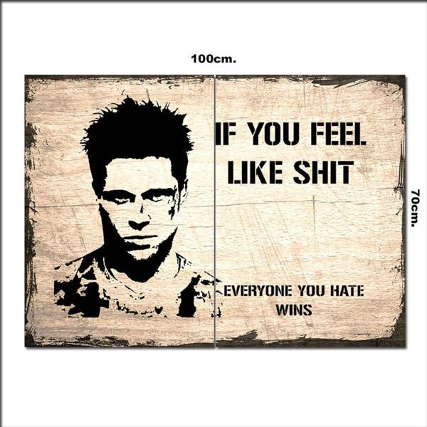 Bedeko Ahşap Tablo Brad Pitt Fight Club Şekilli 70*100Cm - Image 1