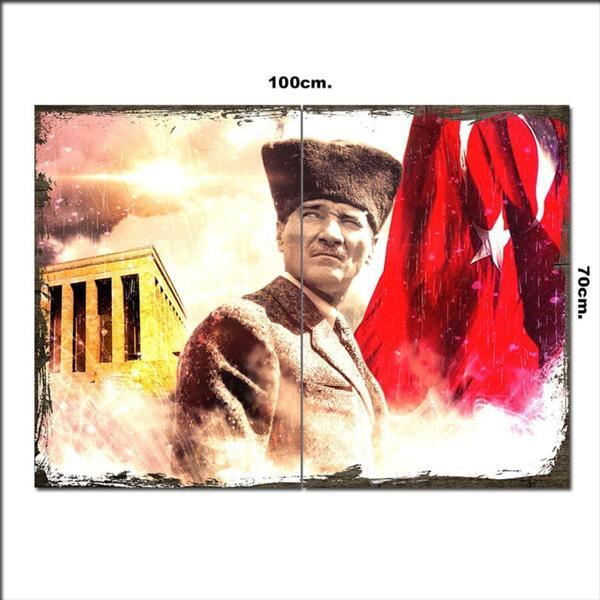 Bedeko Ahşap Tablo Anıtkabir Ve Mustafa Kemal Atatürk 70*100Cm - Image 1