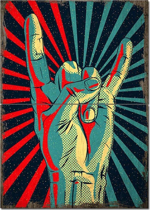 Bedeko Ahşap Tablo Dia Mundial Del Rock Modern Ahşap Tablo - Image 1