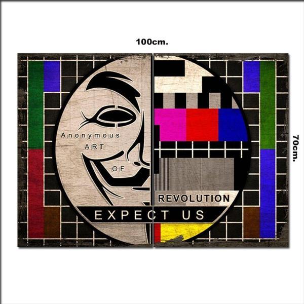 Bedeko Ahşap Tablo Anonymus Maske Tv Şekilli 70*100Cm - Image 1