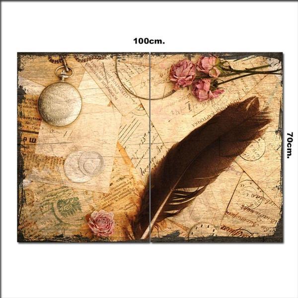 Bedeko Ahşap Tablo Divit Ucu Saat Mektup Şekilli 70*100Cm - Image 1