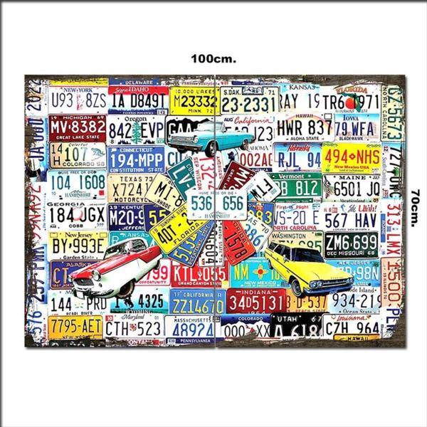 Bedeko Ahşap Tablo Araç Plakaları 70*100Cm - Image 1